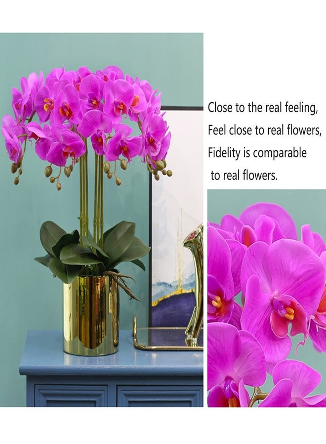 FagusHome 32" Artificial Phalaenopsis Flowers 6 Pcs Artificial Orchid Flowers Stem Plants for Home Décor (Purple) - Image 4